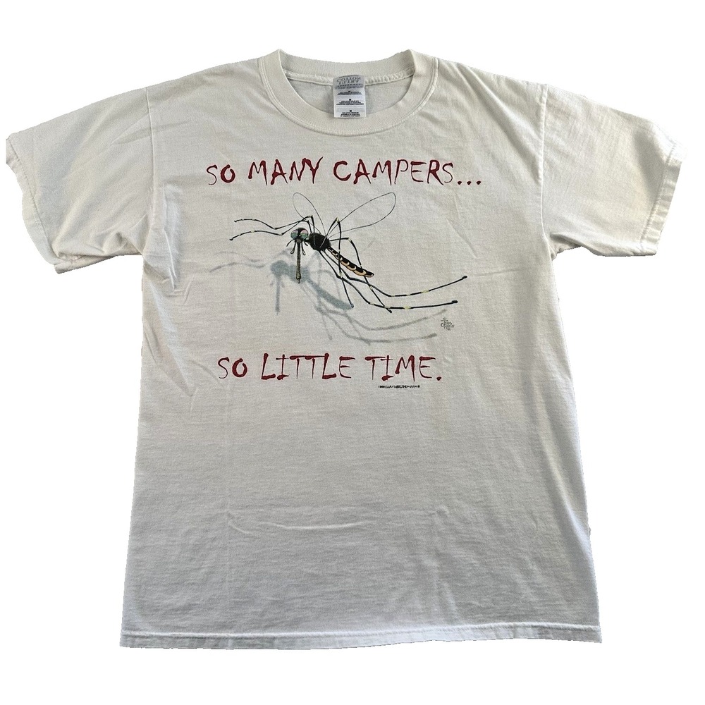 VTG 90s Tom Griffin T-Shirt L So Many Campers So Little Time Sun Earth USA Men's